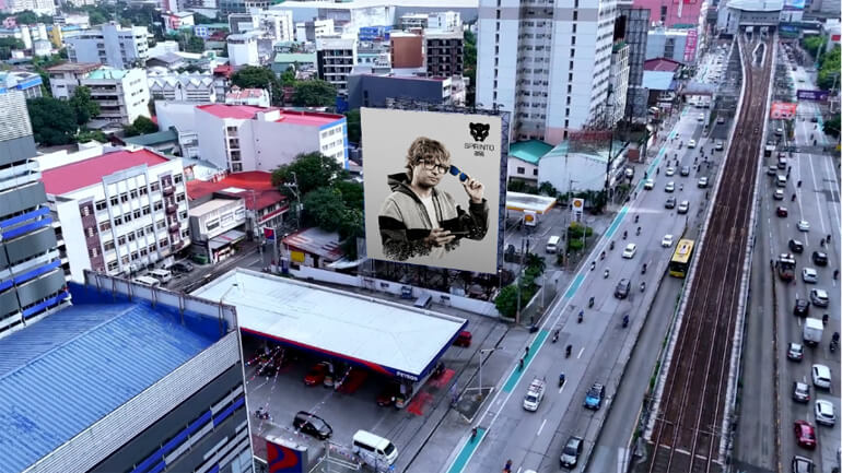 Aerial view of a spanto static billboard 