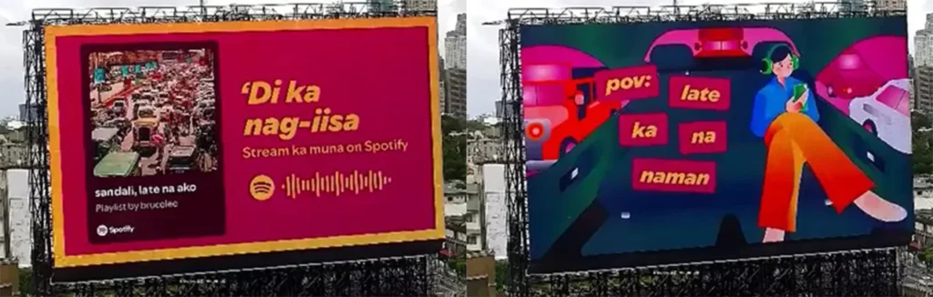Spotify Digital Out-of-Home (DOOH) billboard ad in traffic.